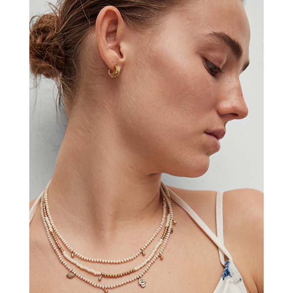 Allsaints Australia Womens Sima Bead Multi Layer Necklace Brass/White AU16-061